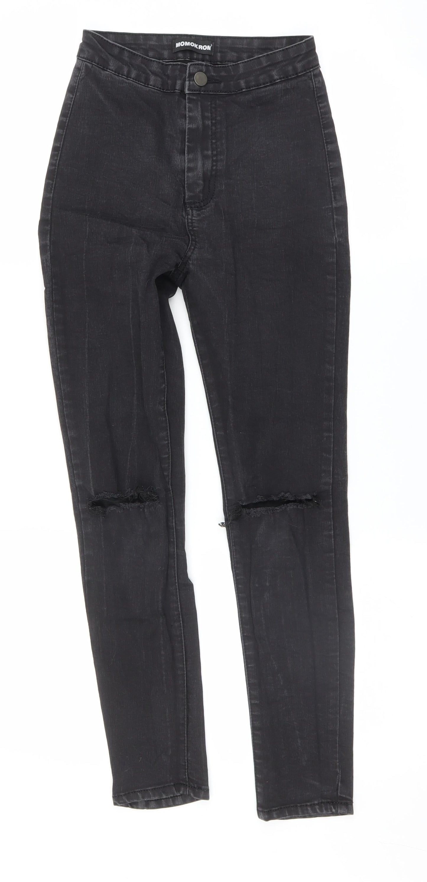 Womens UK Size 6 Momokrom Regular Fit Skinny Black Jeans