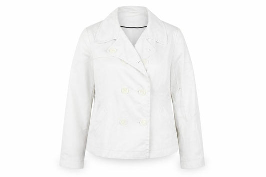 Front view of Rosetti women’s silver jacket, size UK 18