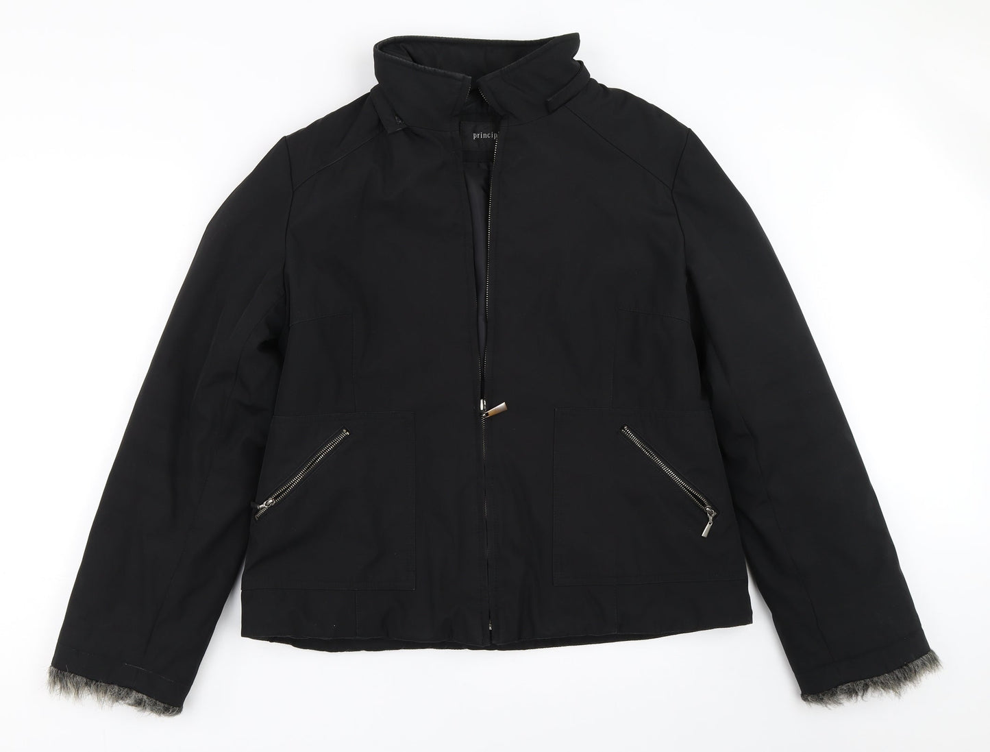 Principles Womens Black   Overcoat Coat Size 14