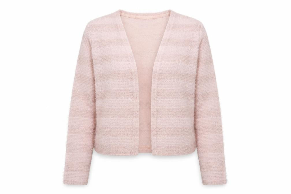 Front view of New Look women’s pink cardigan jumper, size M