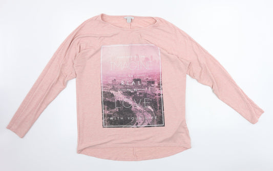 Womens UK Size M Amisu Pink Basic T-Shirt