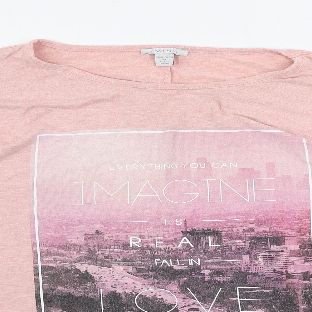 Womens UK Size M Amisu Pink Basic T-Shirt