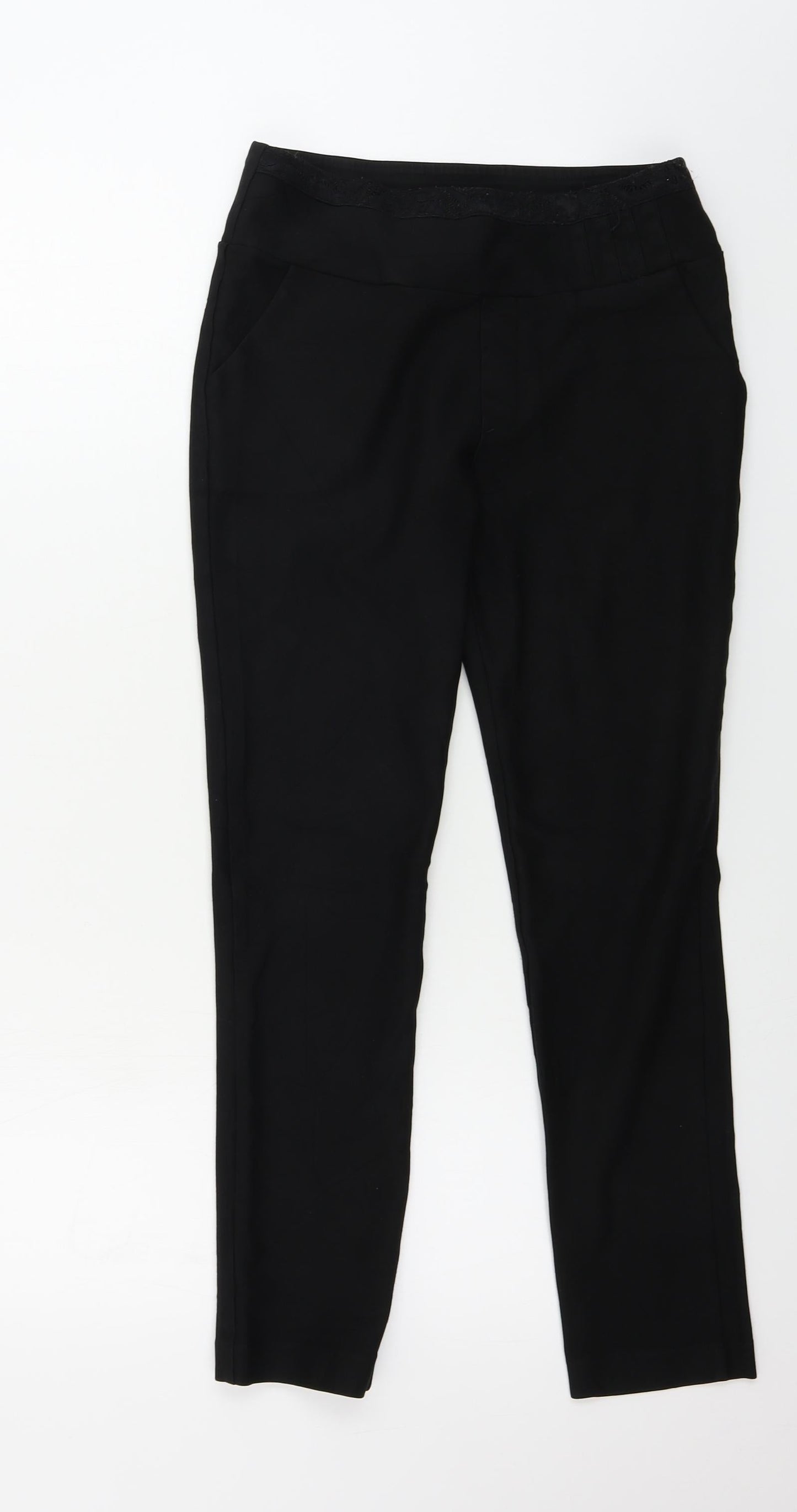 Womens UK Size L Preworn Regular Fit  Black Trousers