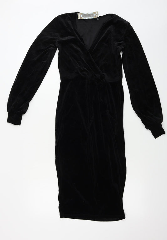 Boohoo  Womens Black Houndstooth  Bodycon  Size 8