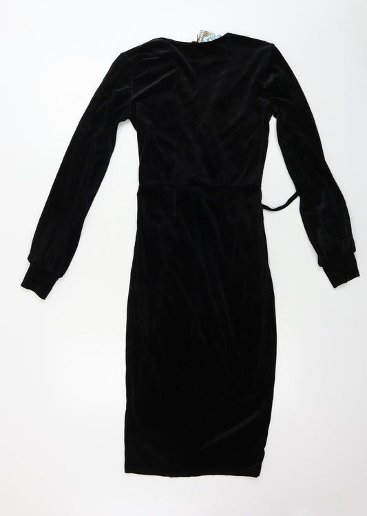 Boohoo  Womens Black Houndstooth  Bodycon  Size 8