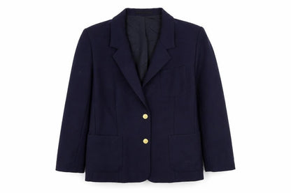 Front view of dacks london women’s blue jacket blazer, size UK 12