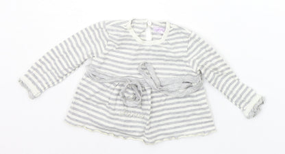 garaya bebe Baby Grey Striped  Basic T-Shirt Size 6-9 Months