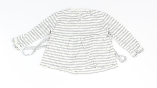 garaya bebe Baby Grey Striped  Basic T-Shirt Size 6-9 Months