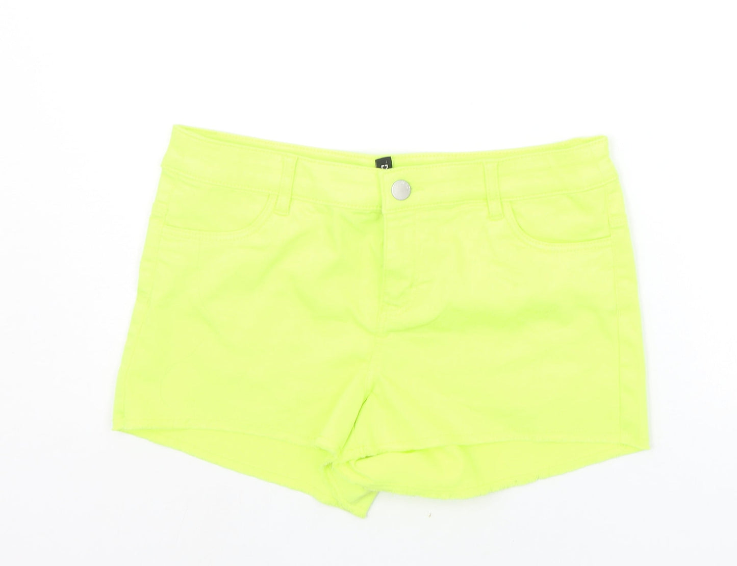 Divided Womens Yellow Houndstooth  Cut-Off Shorts Size L