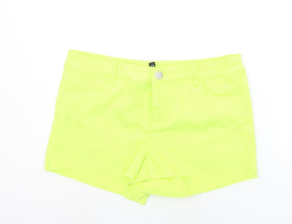 Divided Womens Yellow Houndstooth  Cut-Off Shorts Size L