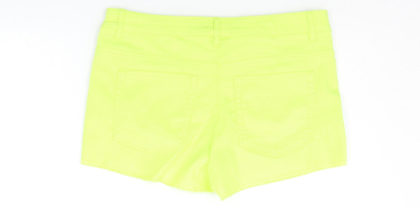 Divided Womens Yellow Houndstooth  Cut-Off Shorts Size L