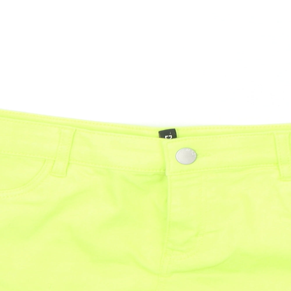 Divided Womens Yellow Houndstooth  Cut-Off Shorts Size L