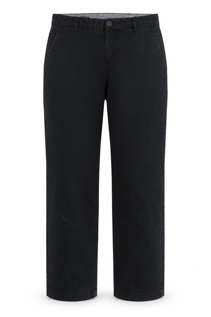 Front view of F&F women’s black trousers, size UK 34, in, 30-inch leg