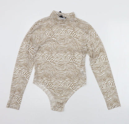 Primark Womens Beige Animal Print  Bodysuit One-Piece Size S
