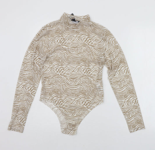 Primark Womens Beige Animal Print  Bodysuit One-Piece Size S
