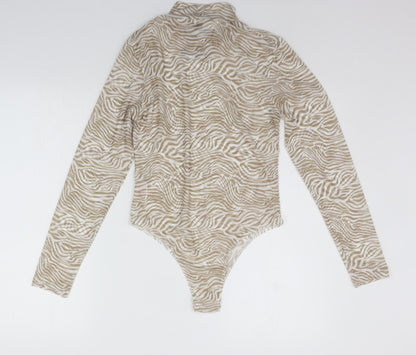 Primark Womens Beige Animal Print  Bodysuit One-Piece Size S