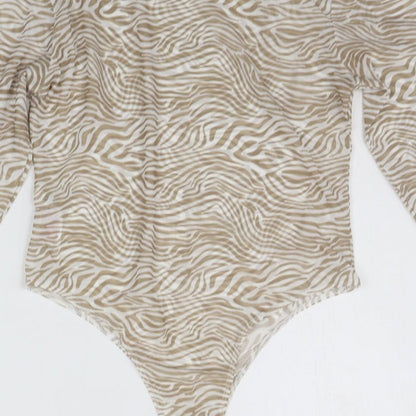 Primark Womens Beige Animal Print  Bodysuit One-Piece Size S