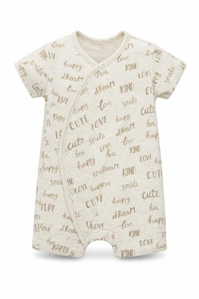 Front view of George Baby Beige Ikat Babygrow One-Piece, size 3-6, Months - LOVE