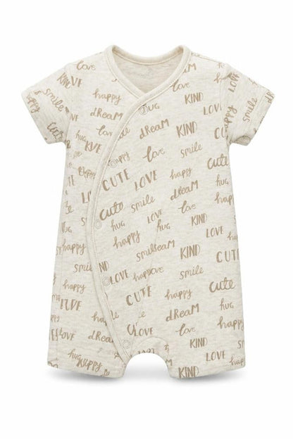 Front view of George Baby Beige Ikat Babygrow One-Piece, size 3-6, Months - LOVE