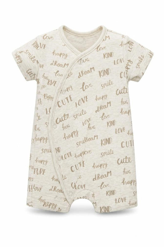 Front view of George Baby Beige Ikat Babygrow One-Piece, size 3-6, Months - LOVE