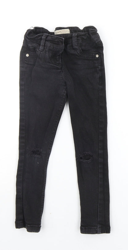 NEXT Girls Beige Ikat  Straight Jeans Size 5 Years - DISTRESSED