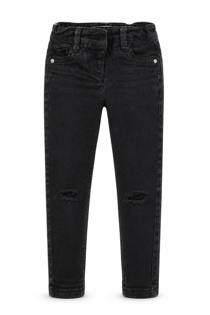 Front view of Next girls’ beige ikat straight jeans, size 5, years - distressed