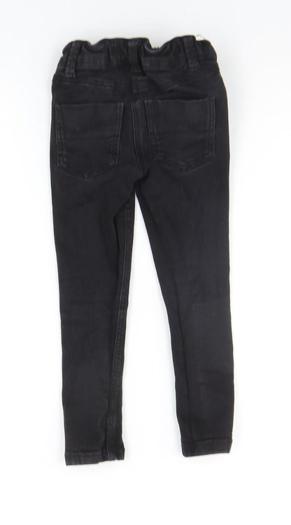 NEXT Girls Beige Ikat  Straight Jeans Size 5 Years - DISTRESSED