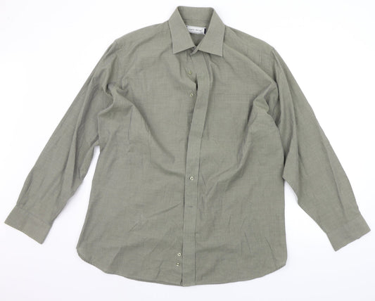 Mens UK Size 16.5 laine taylor Green  Button-Up Long Sleeve Casual Shirt