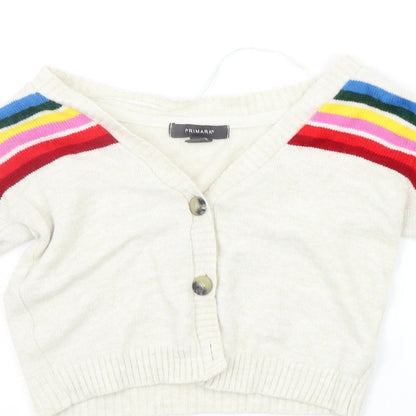 Primark Womens Beige Striped  Cardigan Jumper Size 2XS