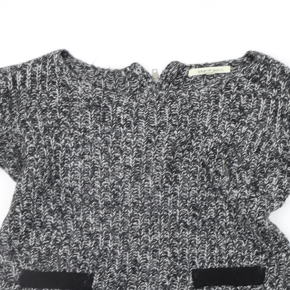 Womens UK Size XS Brave Soul Grey Pullover Jumper