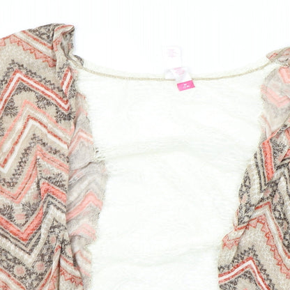 No Boundaries Womens Beige Geometric  Cardigan Jumper Size M