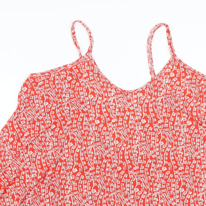Preworn Womens Red Geometric  Slip Dress  Size L