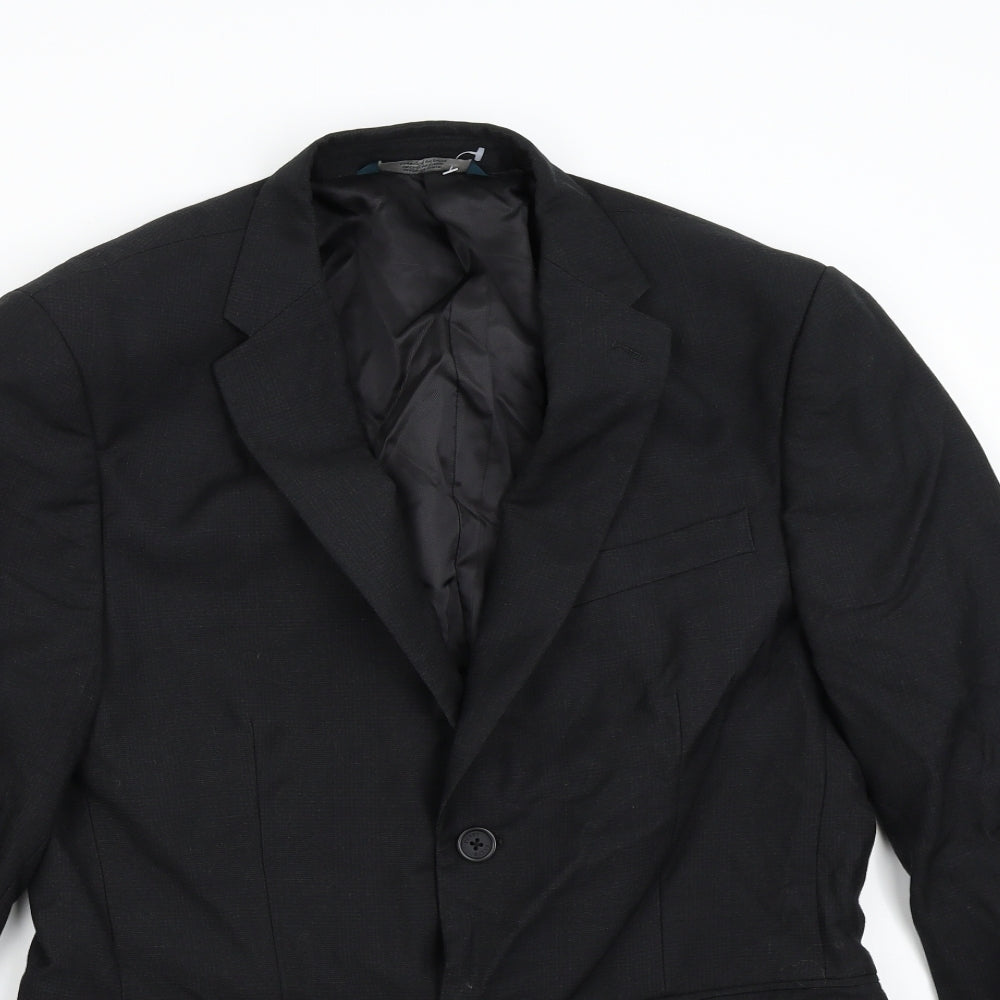 Mens UK Size 38 Perry Ellis Regular Black Suit Jacket