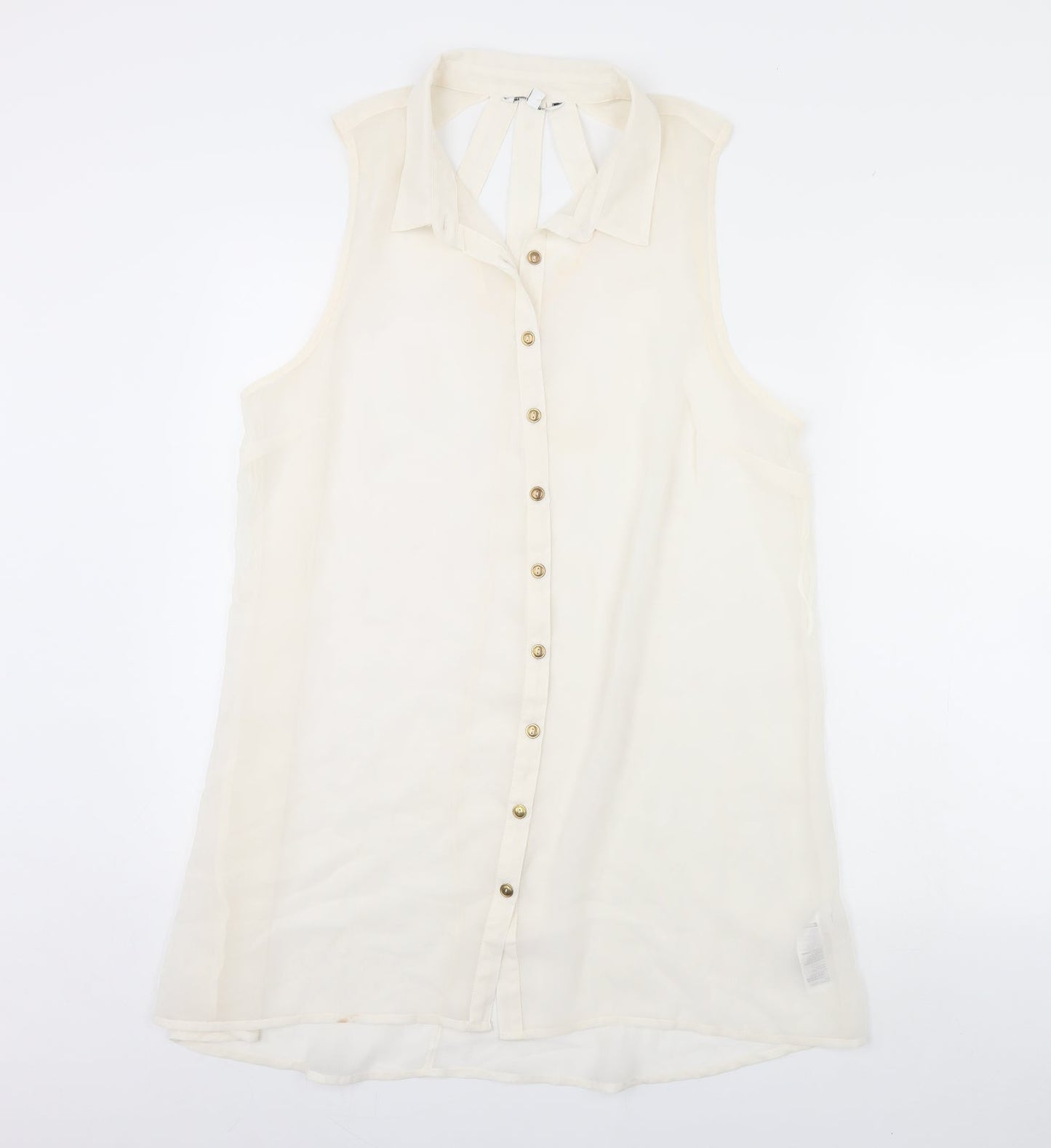 Womens UK Size 16 Preworn Beige Basic Button-Up