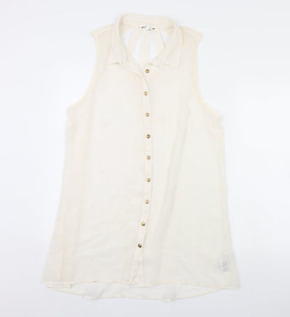Womens UK Size 16 Preworn Beige Basic Button-Up