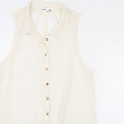 Womens UK Size 16 Preworn Beige Basic Button-Up