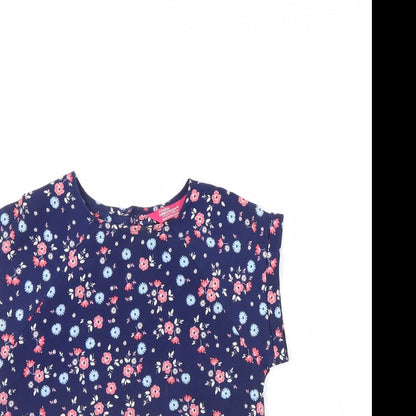 Young Dimension Girls Blue Floral  Basic Blouse Size 7 Years
