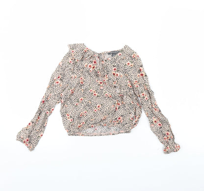 Primark Girls Pink Animal Print  Basic Blouse Size 7 Years