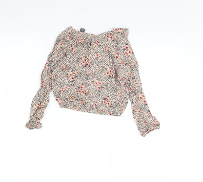 Primark Girls Pink Animal Print  Basic Blouse Size 7 Years