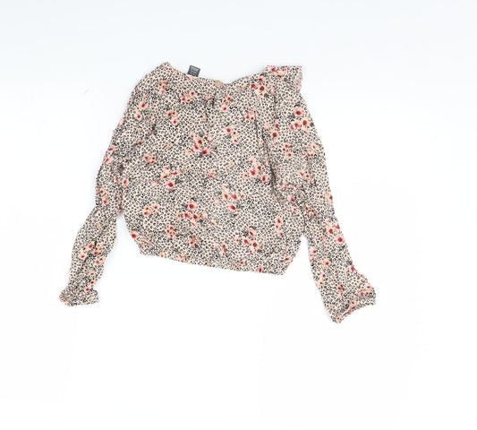 Primark Girls Pink Animal Print  Basic Blouse Size 7 Years