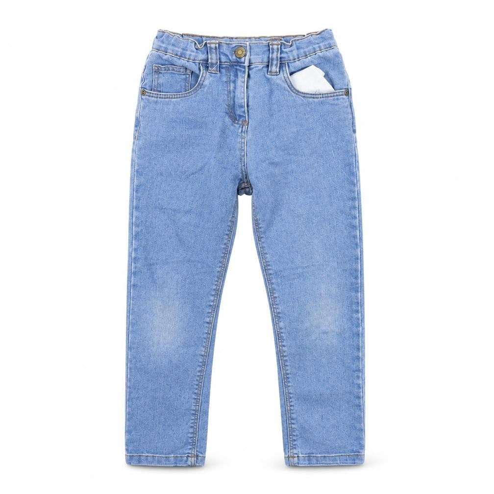 Front view of Denim & Co. girls’ blue denim straight jeans, size 6, years