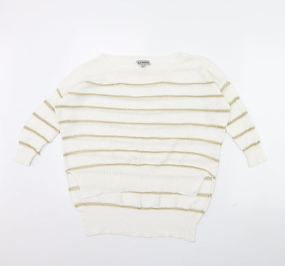 Alice & You Womens White Striped  Pullover Jumper Size 8