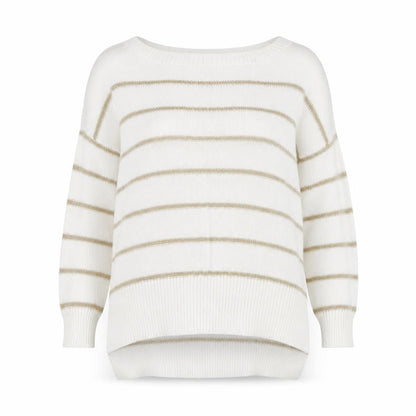 Alice & You Womens White Striped  Pullover Jumper Size 8