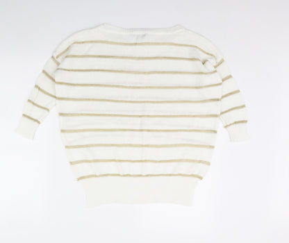 Alice & You Womens White Striped  Pullover Jumper Size 8