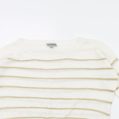 Alice & You Womens White Striped  Pullover Jumper Size 8