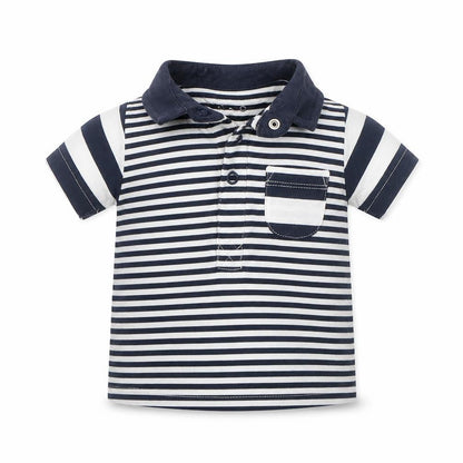Nutmeg Baby Blue Striped  Basic Polo Size 3-6 Months