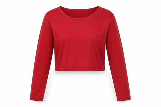 Front view of Atmosphere women’s red cropped t-shirt, size UK 12