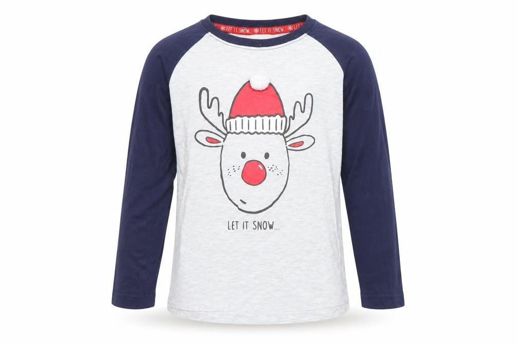 Preworn Boys Grey Solid   Pyjama Top Size 4 Years  - Christmas
