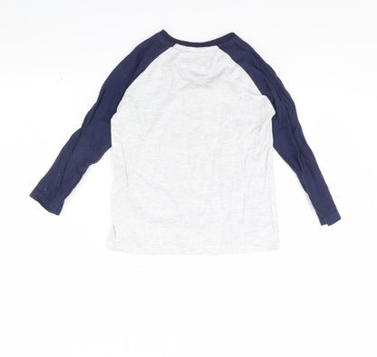 Preworn Boys Grey Solid   Pyjama Top Size 4 Years  - Christmas