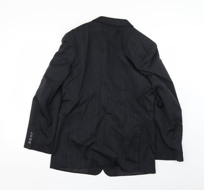 monarch Mens Blue Striped  Jacket Suit Jacket Size 34